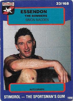 1990 AFL Scanlens Stimorol #33 Simon Madden Front